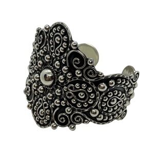 Sterling Silver Beaded Spirals heavy Cuff Bracelet handmade in Mexico